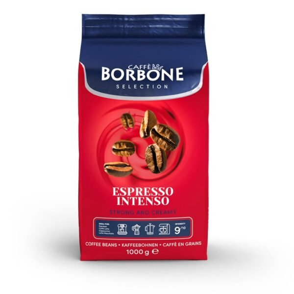 Espresso Intenso Whole Bean Coffee – Medium Roast Robusta, Strong & Creamy Italian Blend, Caffè Borbone, 2.2lb