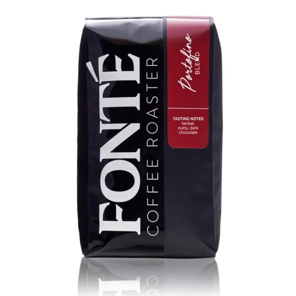 Portofino Whole Bean Coffee – Medium-Dark Roast, Herbal & Nutty Notes – Fonte Coffee Roaster, Seattle, 12oz