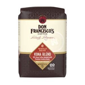 10% Kona Blend – A harmonious mix of Kona and premium Arabica beans. Medium Roast Profile – Smooth, well-balanced with floral and fruity notes. Whole Bean (18oz) – Grind fresh for maximum flavor and aroma. Versatile Brewing – Ideal for drip, pour-over, or French press methods. Nitrogen-Flushed Packaging – Locks in freshness and rich aroma. Family-Owned Legacy – Over 150 years of passion, quality, and craft in every cup. Roasted with Care – Expertly roasted to highlight the unique Kona character.